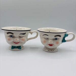 Vintage 1996 Baileys Irish Cream “Yum” His & Hers Winking Teacup Set Limited